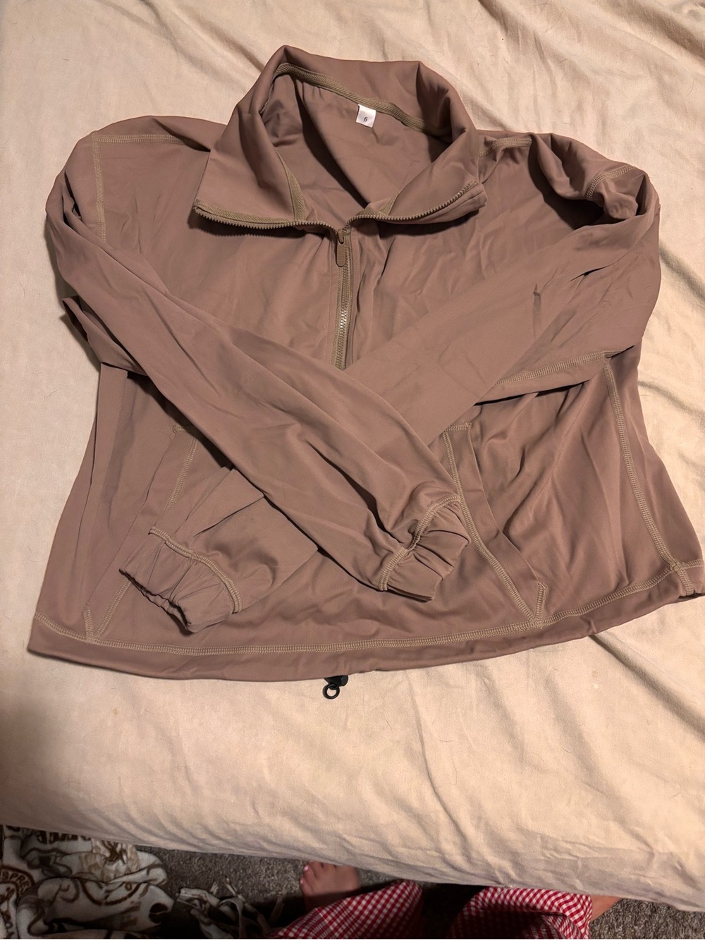 Quarter-Zip Pullover Jacket in tan/brown